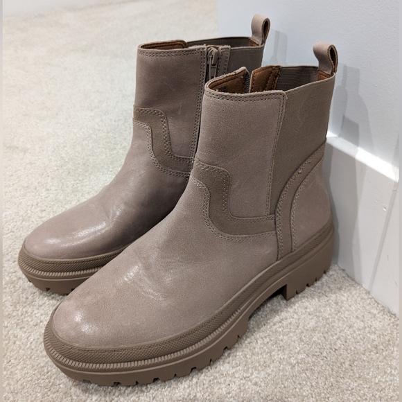 Lucky Brand Leather Moto Boot in Taupe - Picture 2 of 11